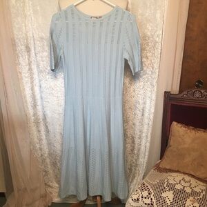 Hugo Boss Knit light Blue A-Line midi dress Size  S